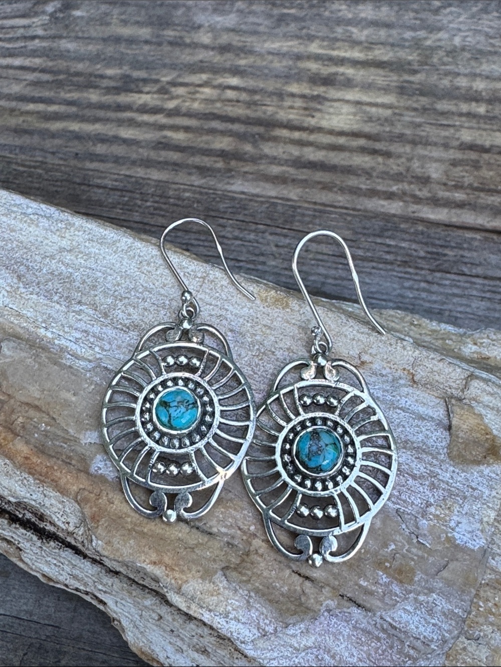Southwest Style Sterling Silver Earrings with Turquoise